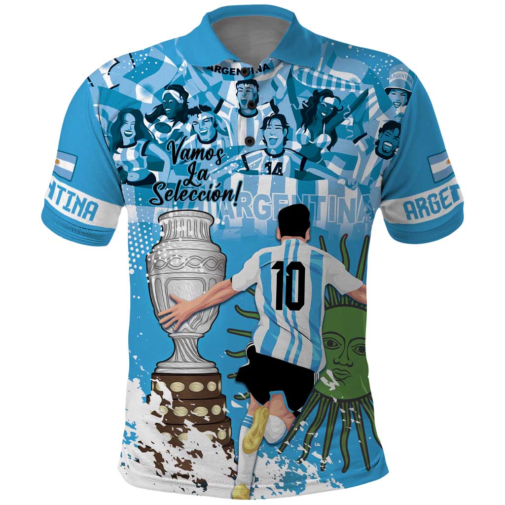 Custom Argentina Football 2024 Polo Shirt Vamos La Seleccion We Are The Champions - Wonder Print Shop
