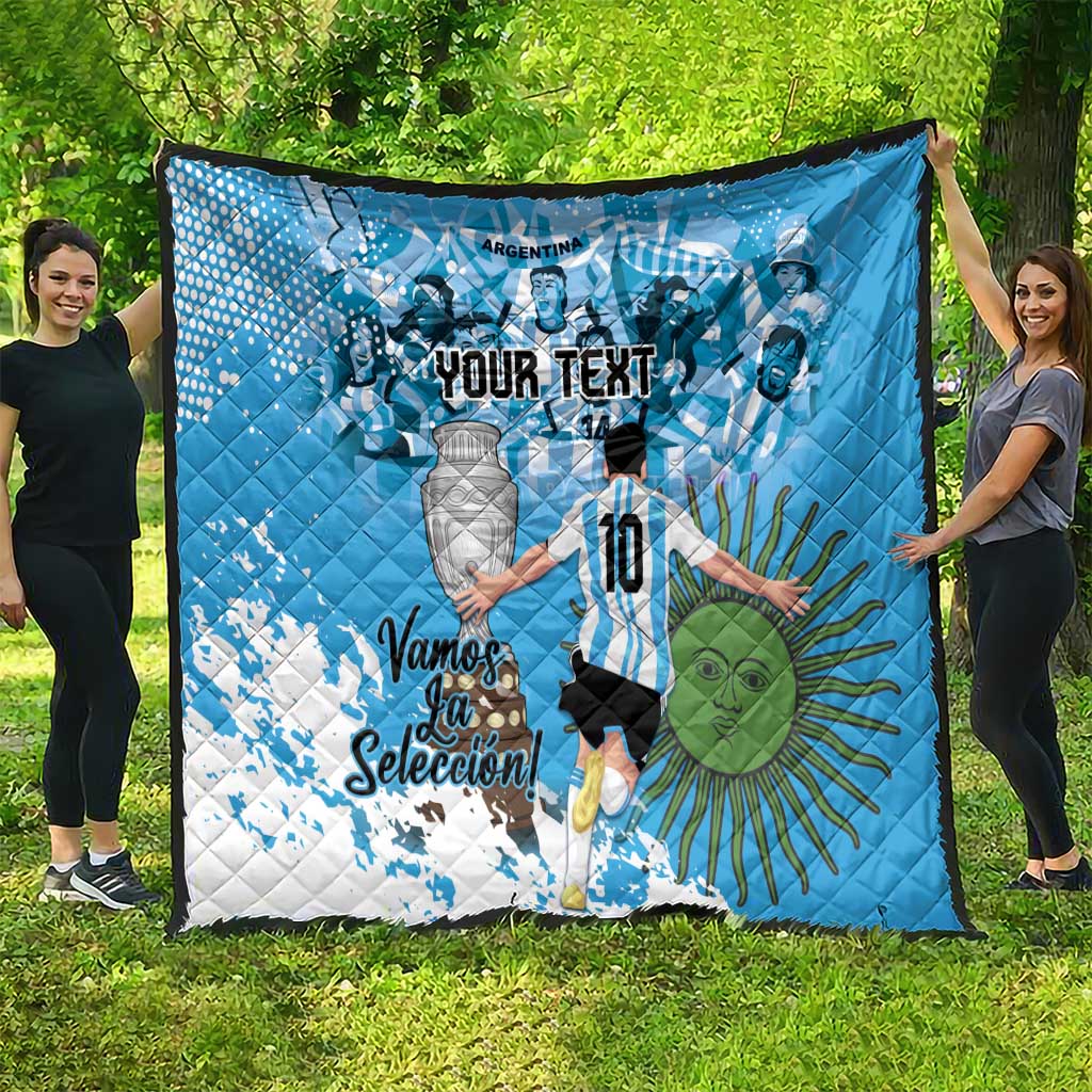 Custom Argentina Football 2024 Quilt Vamos La Seleccion We Are The Champions - Wonder Print Shop