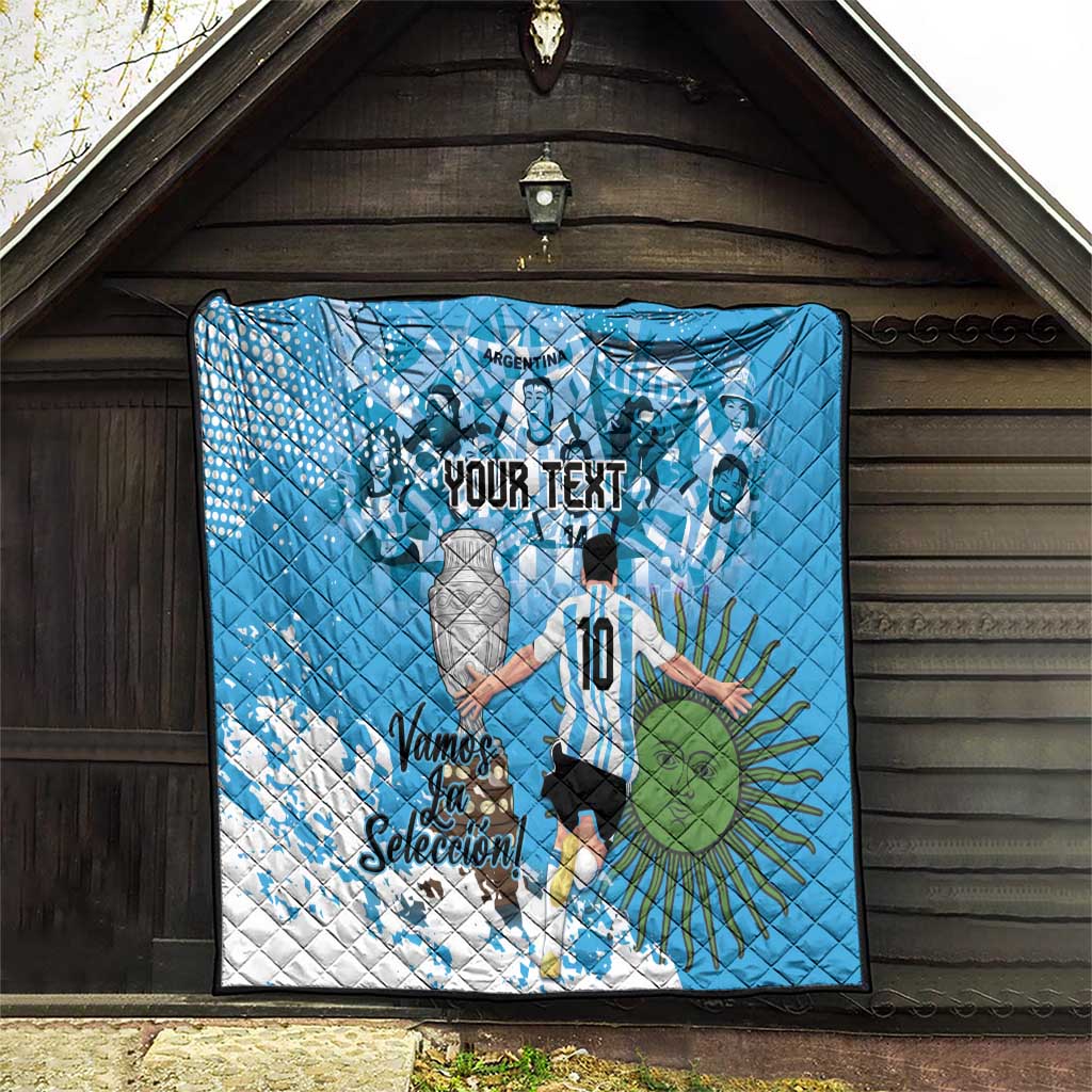 Custom Argentina Football 2024 Quilt Vamos La Seleccion We Are The Champions - Wonder Print Shop