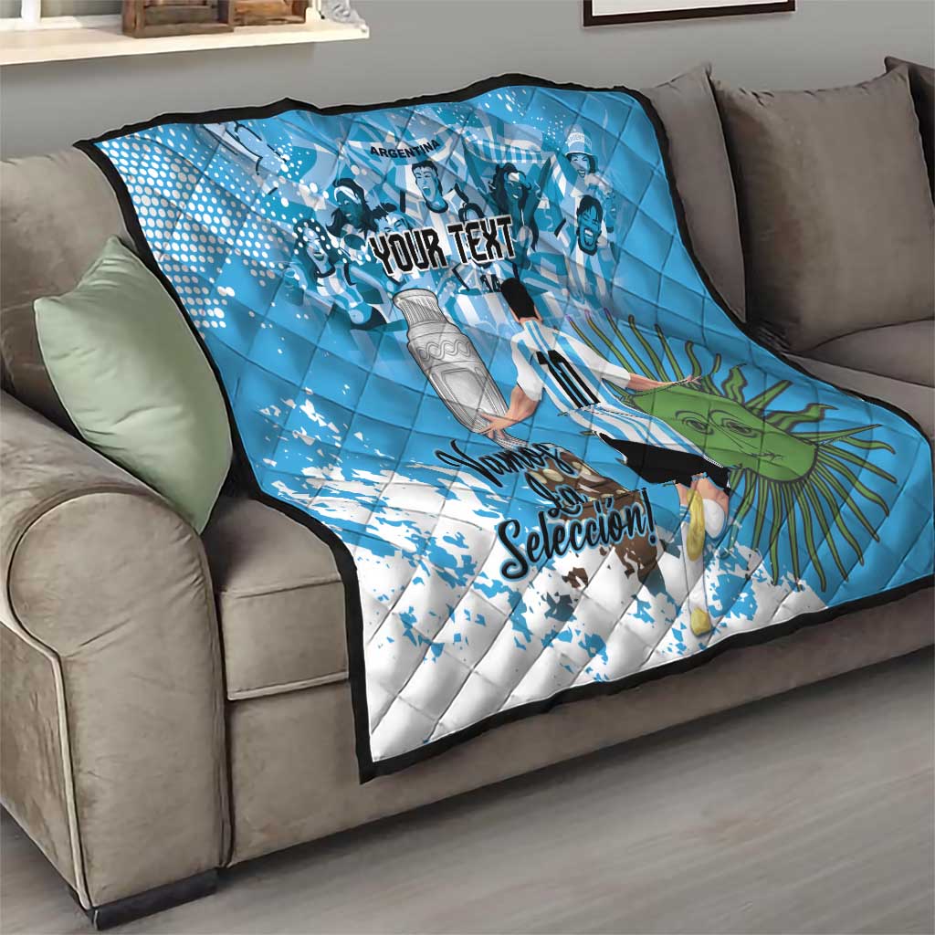 Custom Argentina Football 2024 Quilt Vamos La Seleccion We Are The Champions - Wonder Print Shop