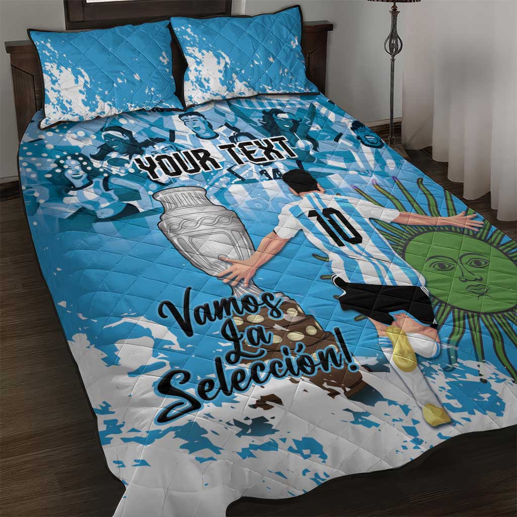 Custom Argentina Football 2024 Quilt Bed Set Vamos La Seleccion We Are The Champions - Wonder Print Shop