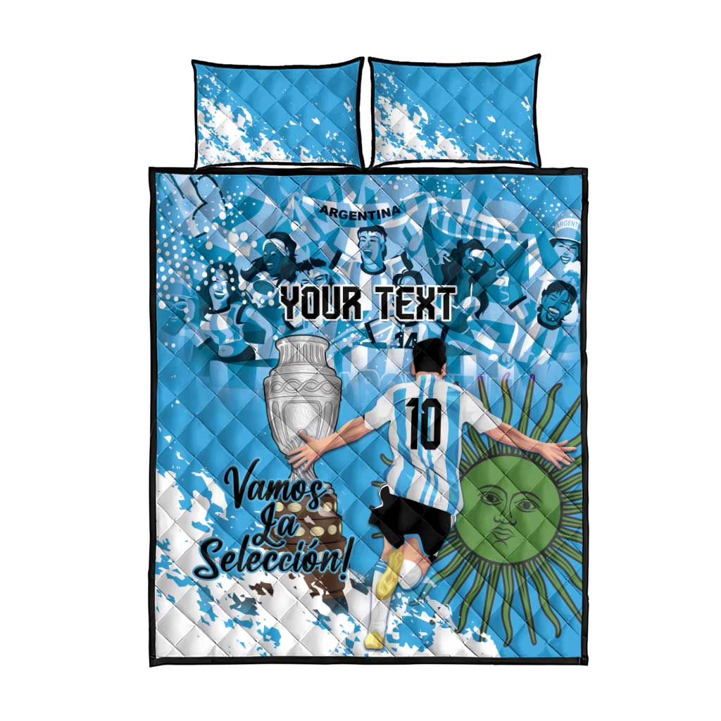 Custom Argentina Football 2024 Quilt Bed Set Vamos La Seleccion We Are The Champions - Wonder Print Shop