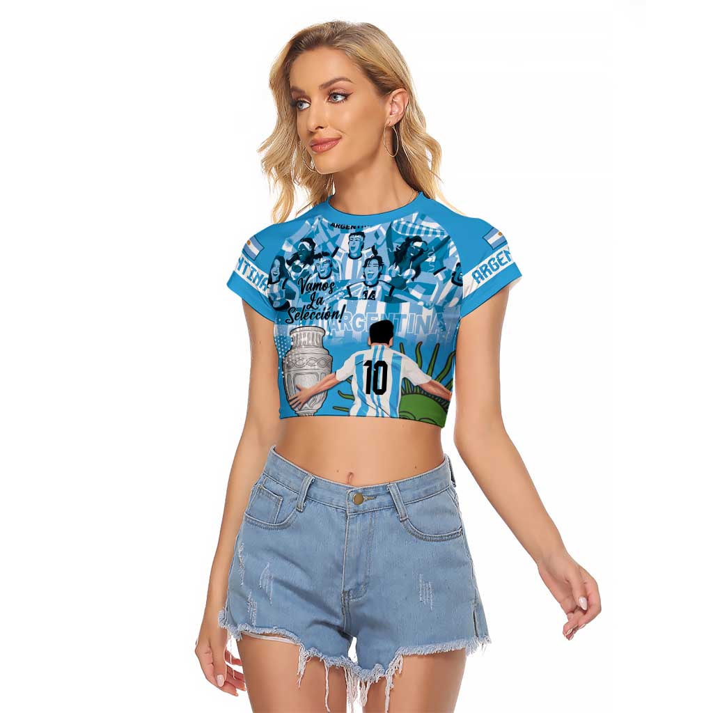 Custom Argentina Football 2024 Raglan Cropped T Shirt Vamos La Seleccion We Are The Champions - Wonder Print Shop