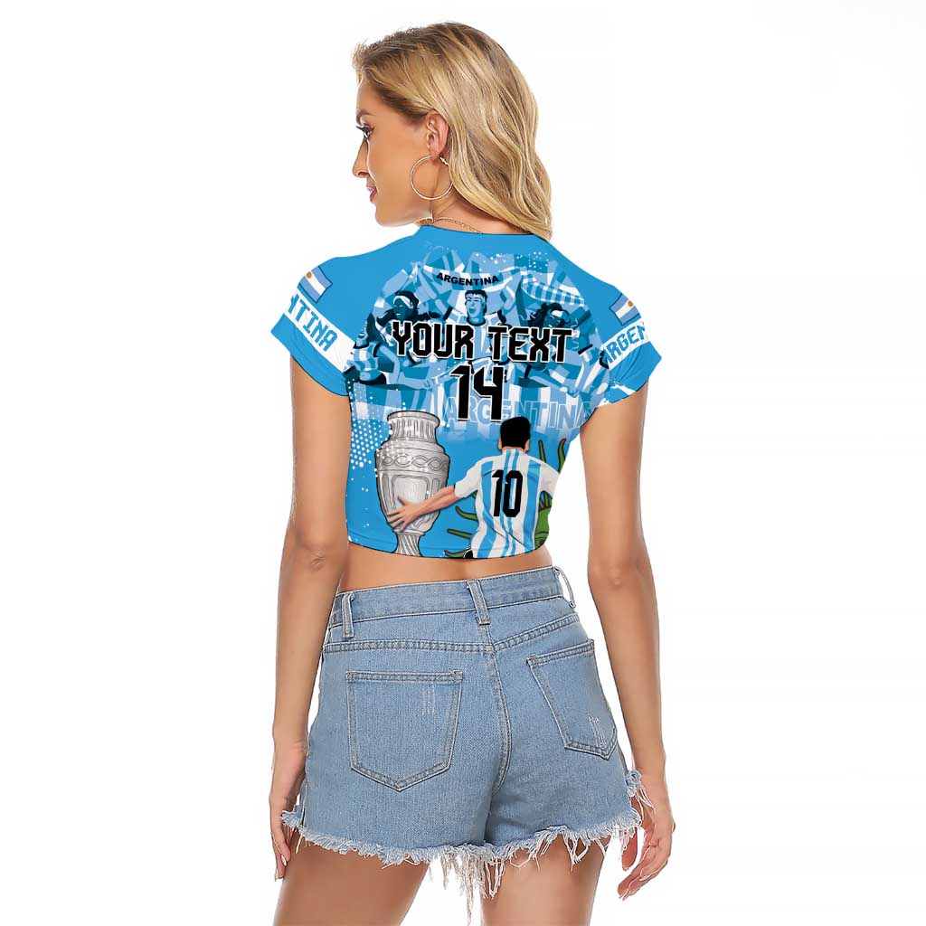 Custom Argentina Football 2024 Raglan Cropped T Shirt Vamos La Seleccion We Are The Champions - Wonder Print Shop