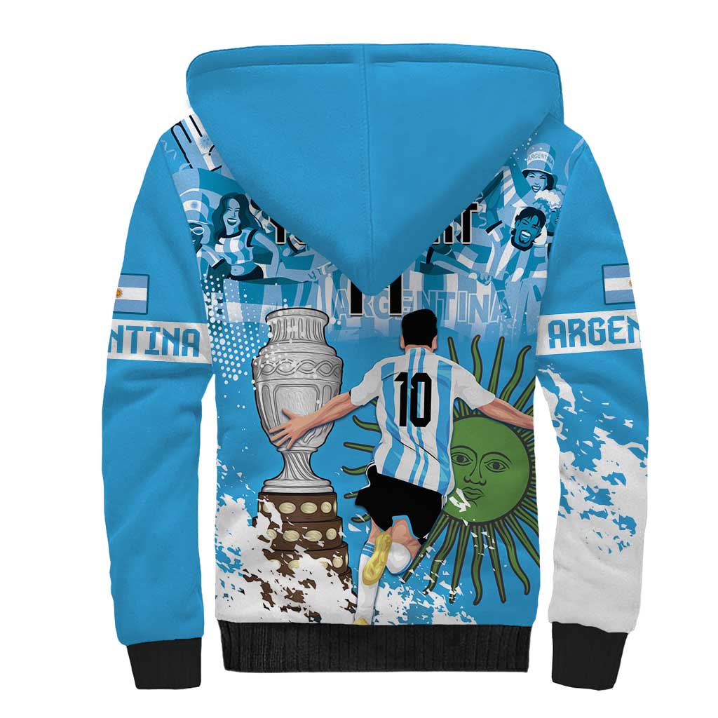 Custom Argentina Football 2024 Sherpa Hoodie Vamos La Seleccion We Are The Champions - Wonder Print Shop