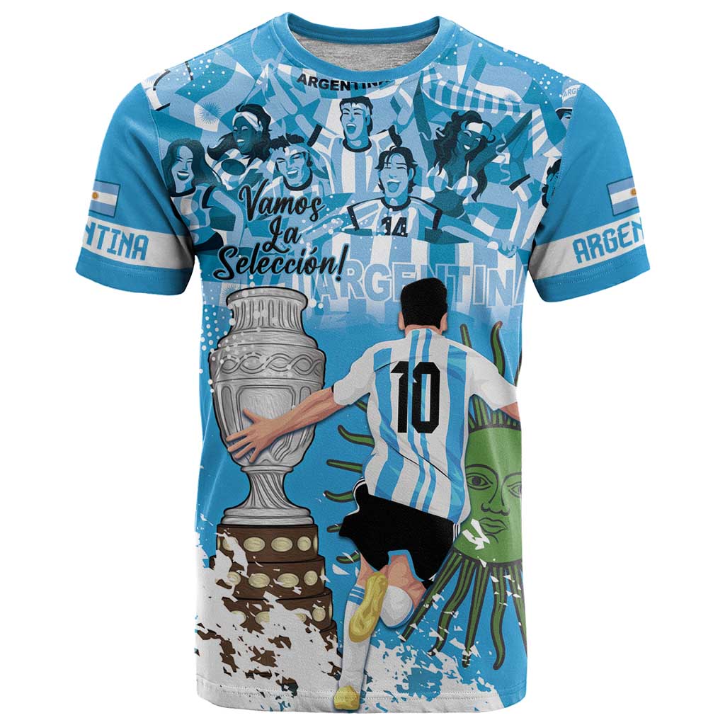 Custom Argentina Football 2024 T Shirt Vamos La Seleccion We Are The Champions - Wonder Print Shop