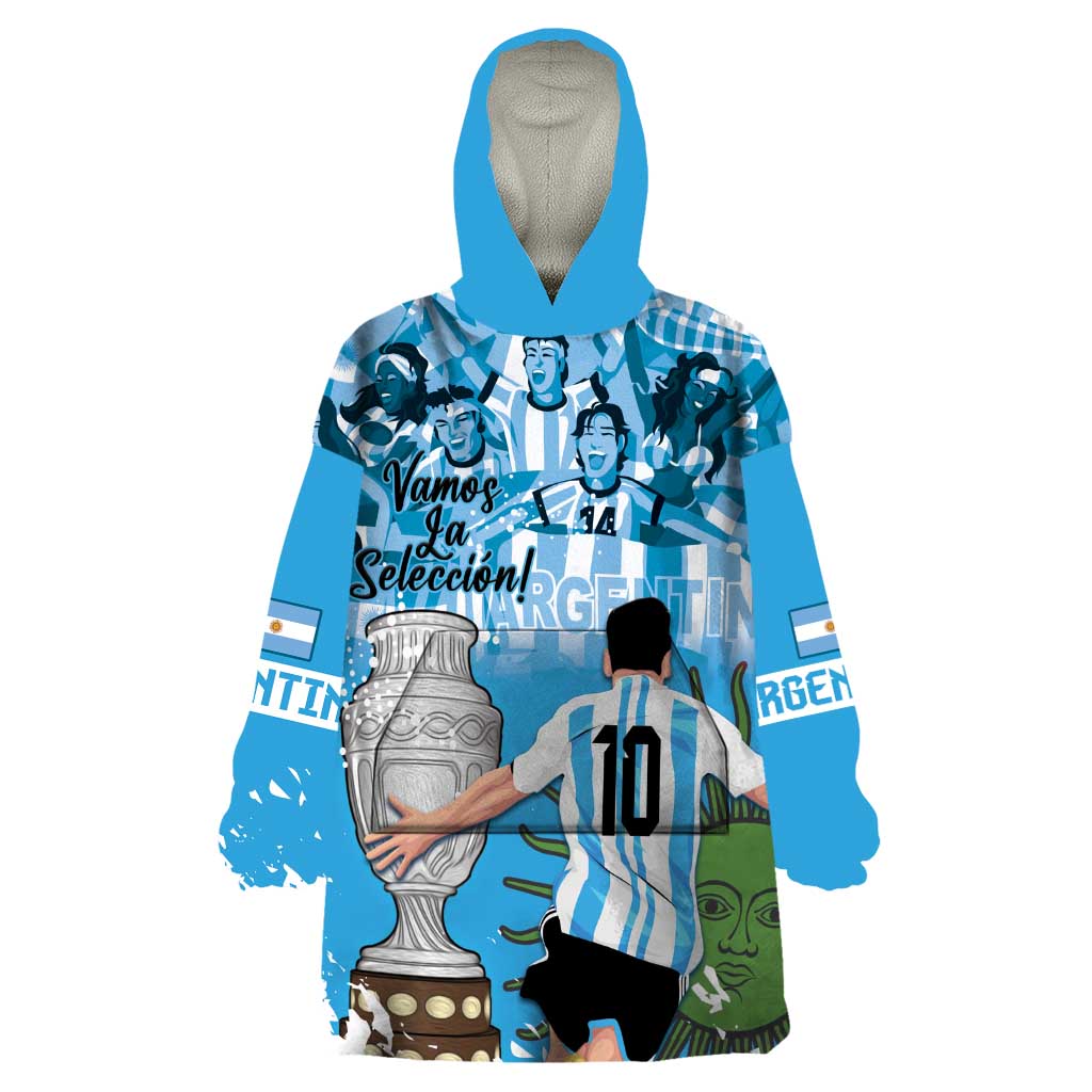 Custom Argentina Football 2024 Wearable Blanket Hoodie Vamos La Seleccion We Are The Champions - Wonder Print Shop