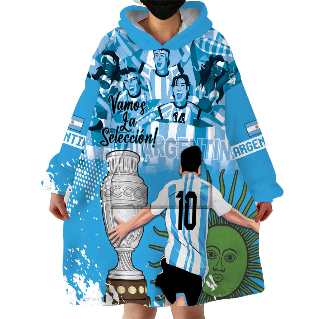 Custom Argentina Football 2024 Wearable Blanket Hoodie Vamos La Seleccion We Are The Champions - Wonder Print Shop
