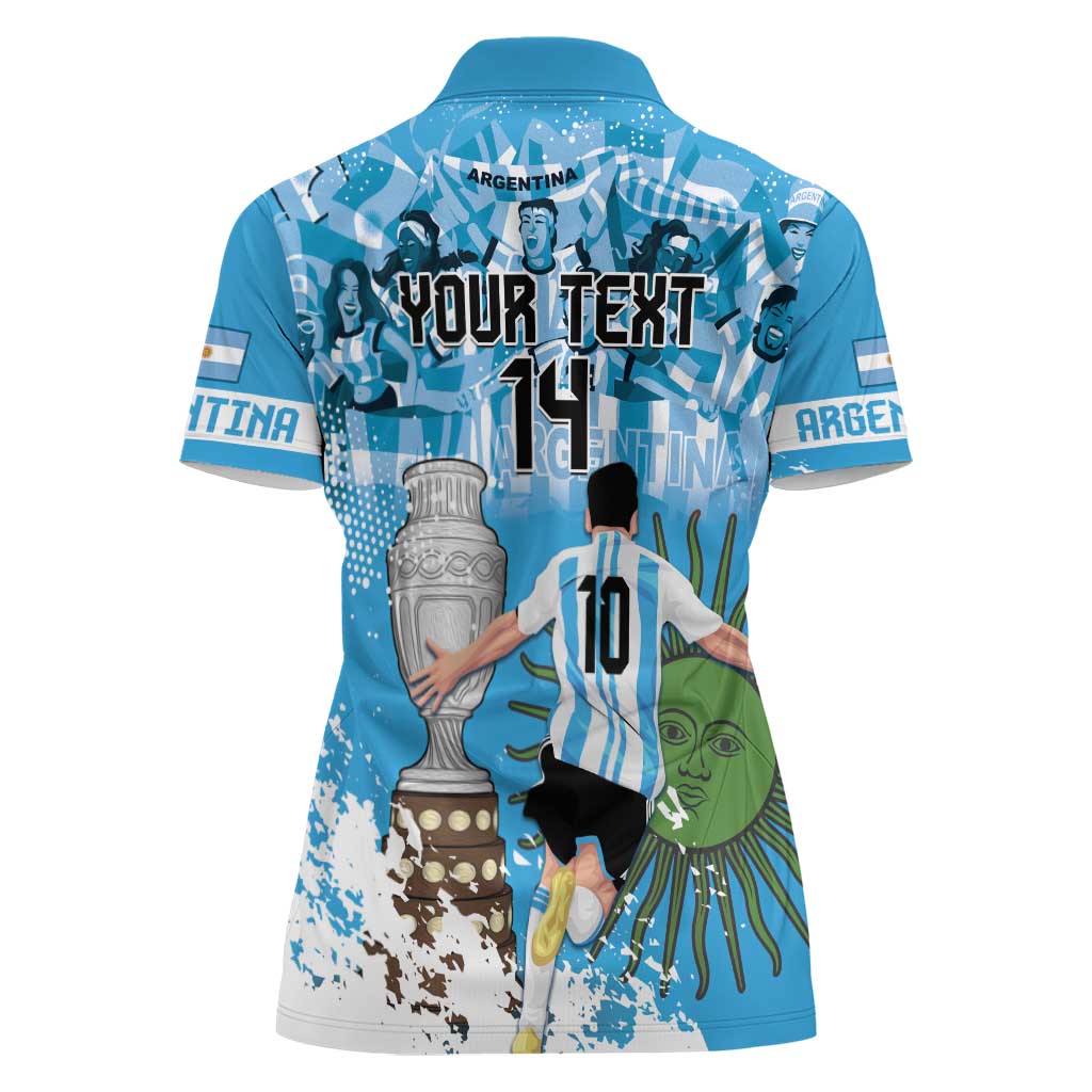 Custom Argentina Football 2024 Women Polo Shirt Vamos La Seleccion We Are The Champions - Wonder Print Shop