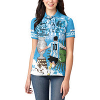 Custom Argentina Football 2024 Women Polo Shirt Vamos La Seleccion We Are The Champions - Wonder Print Shop