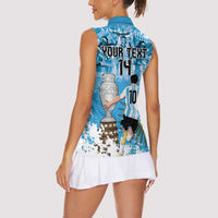 Custom Argentina Football 2024 Women Sleeveless Polo Shirt Vamos La Seleccion We Are The Champions - Wonder Print Shop