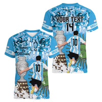 Custom Argentina Football 2024 Women V-Neck T-Shirt Vamos La Seleccion We Are The Champions - Wonder Print Shop