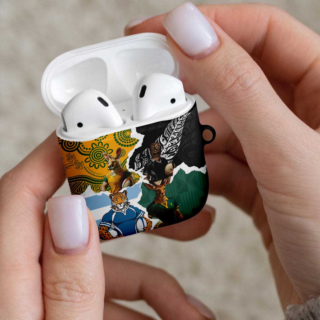 Rugby 2025 Championship AirPods Case Southern Hemisphere Countries Mascots - Wonder Print Shop