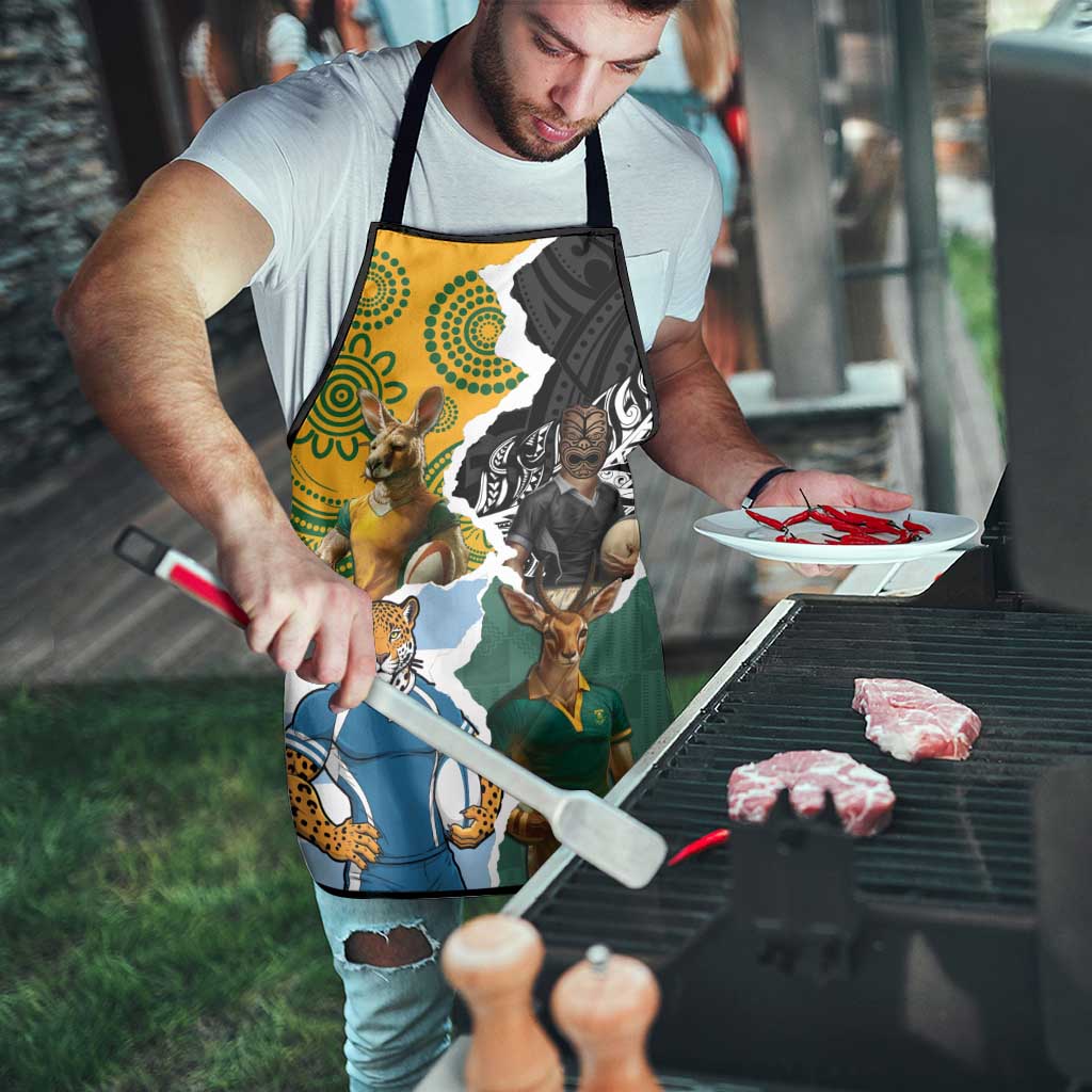 Rugby 2025 Championship Apron Southern Hemisphere Countries Mascots - Wonder Print Shop