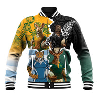 Personalised Rugby 2025 Championship Baseball Jacket Southern Hemisphere Countries Mascots - Wonder Print Shop