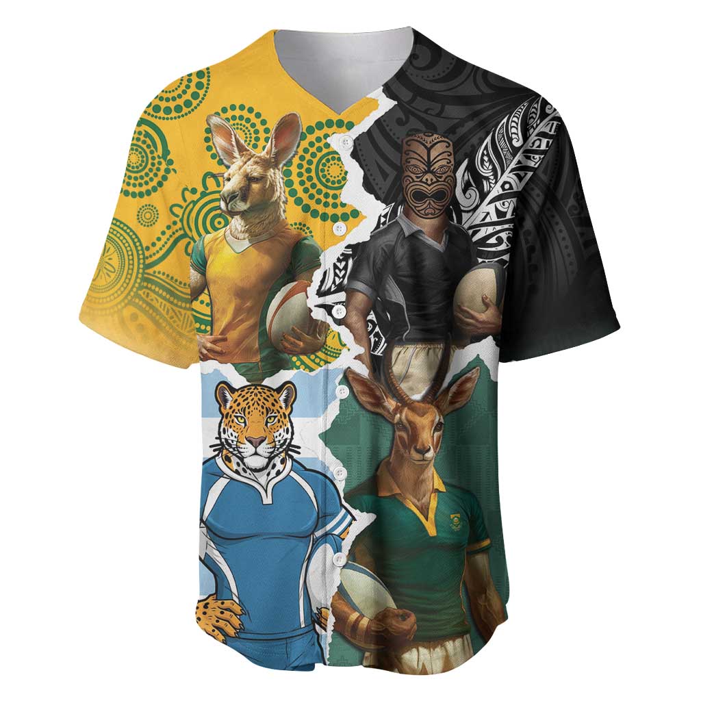 Personalised Rugby 2025 Championship Baseball Jersey Southern Hemisphere Countries Mascots - Wonder Print Shop