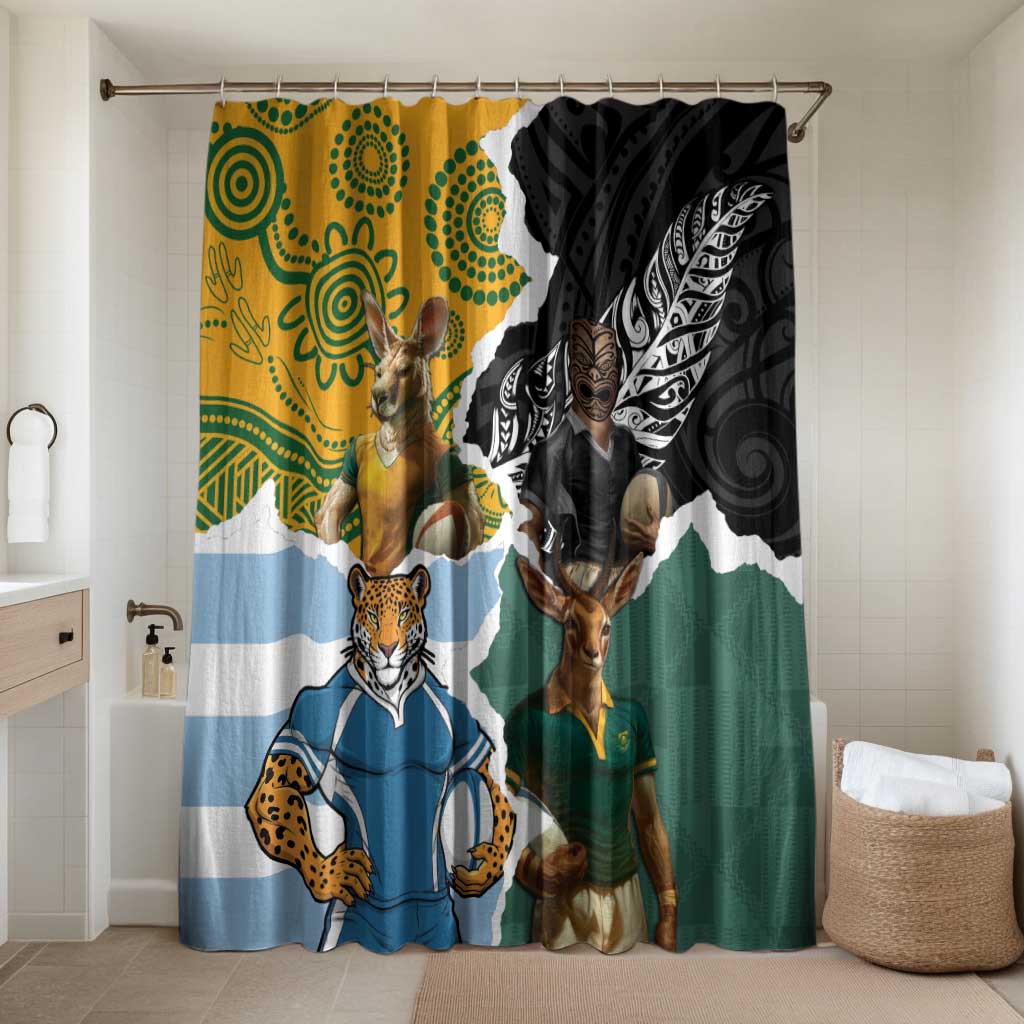 Rugby 2025 Championship Bathroom Set Southern Hemisphere Countries Mascots - Wonder Print Shop