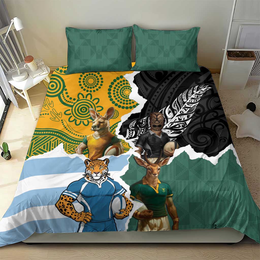 Rugby 2025 Championship Bedding Set Southern Hemisphere Countries Mascots - Wonder Print Shop