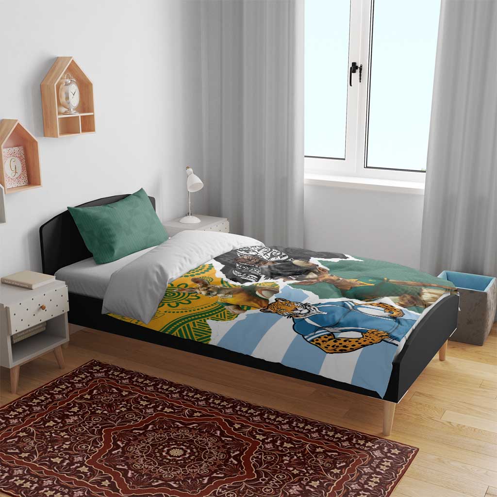 Rugby 2025 Championship Bedding Set Southern Hemisphere Countries Mascots - Wonder Print Shop