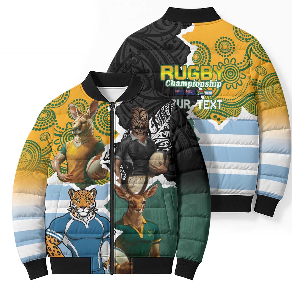 Personalised Rugby 2025 Championship Bomber Puffer Jacket Southern Hemisphere Countries Mascots - Wonder Print Shop