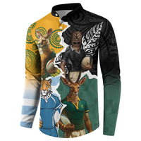 Personalised Rugby 2025 Championship Button Sweatshirt Southern Hemisphere Countries Mascots - Wonder Print Shop