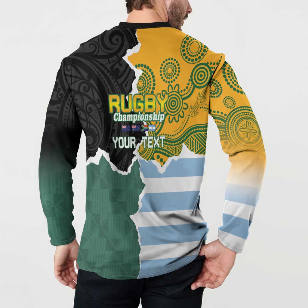 Personalised Rugby 2025 Championship Button Sweatshirt Southern Hemisphere Countries Mascots - Wonder Print Shop