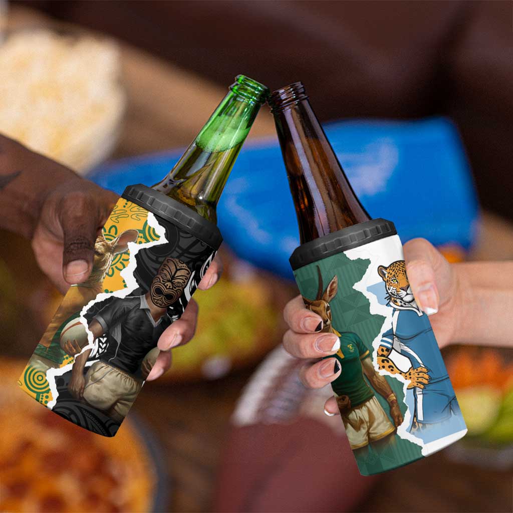Rugby 2025 Championship 4 in 1 Can Cooler Tumbler Southern Hemisphere Countries Mascots - Wonder Print Shop