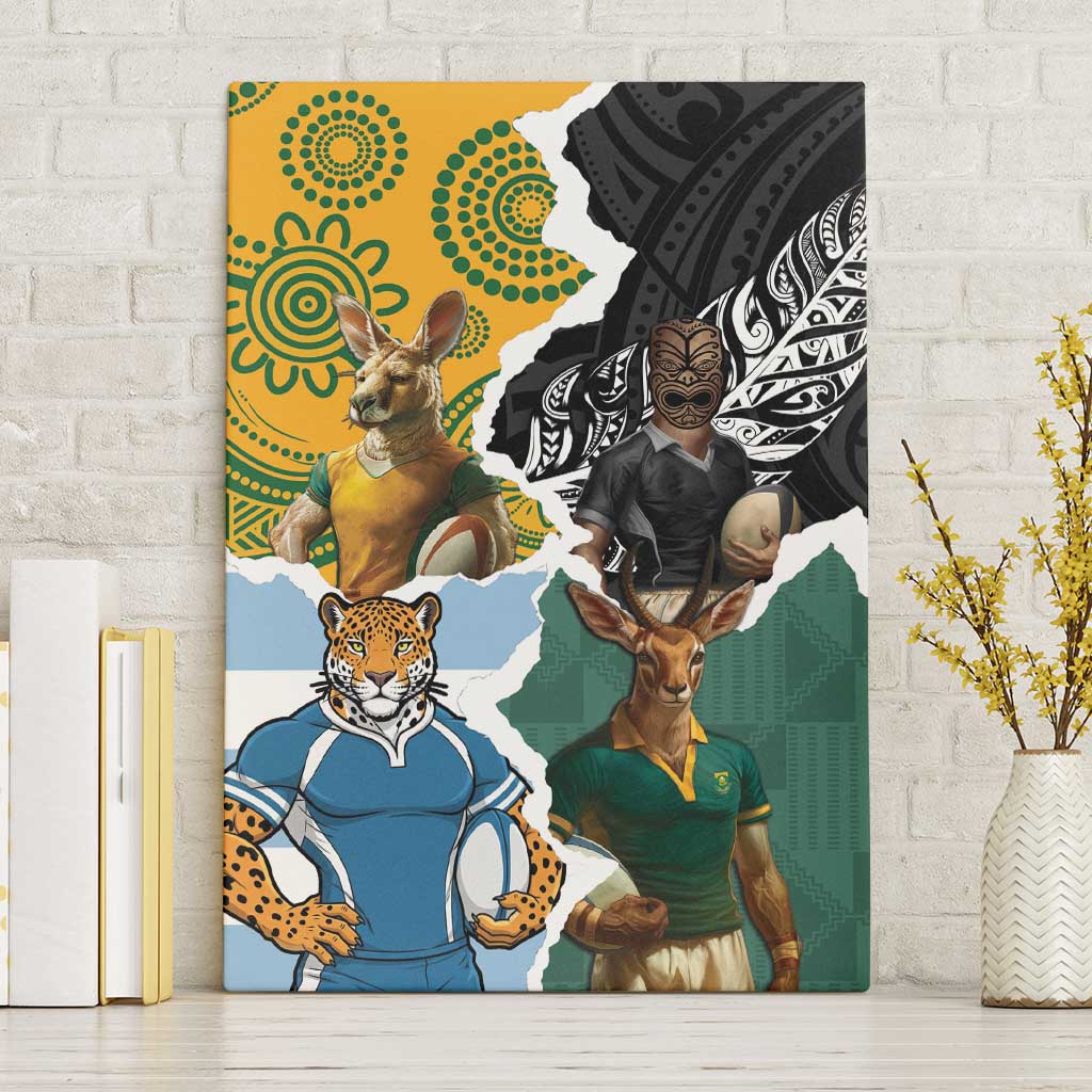 Rugby 2025 Championship Canvas Wall Art Southern Hemisphere Countries Mascots - Wonder Print Shop