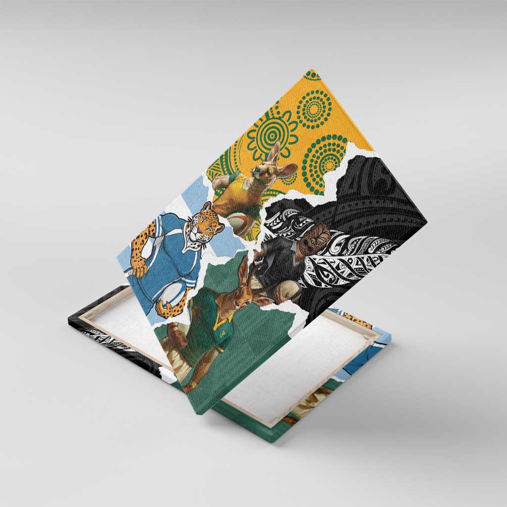 Rugby 2025 Championship Canvas Wall Art Southern Hemisphere Countries Mascots - Wonder Print Shop