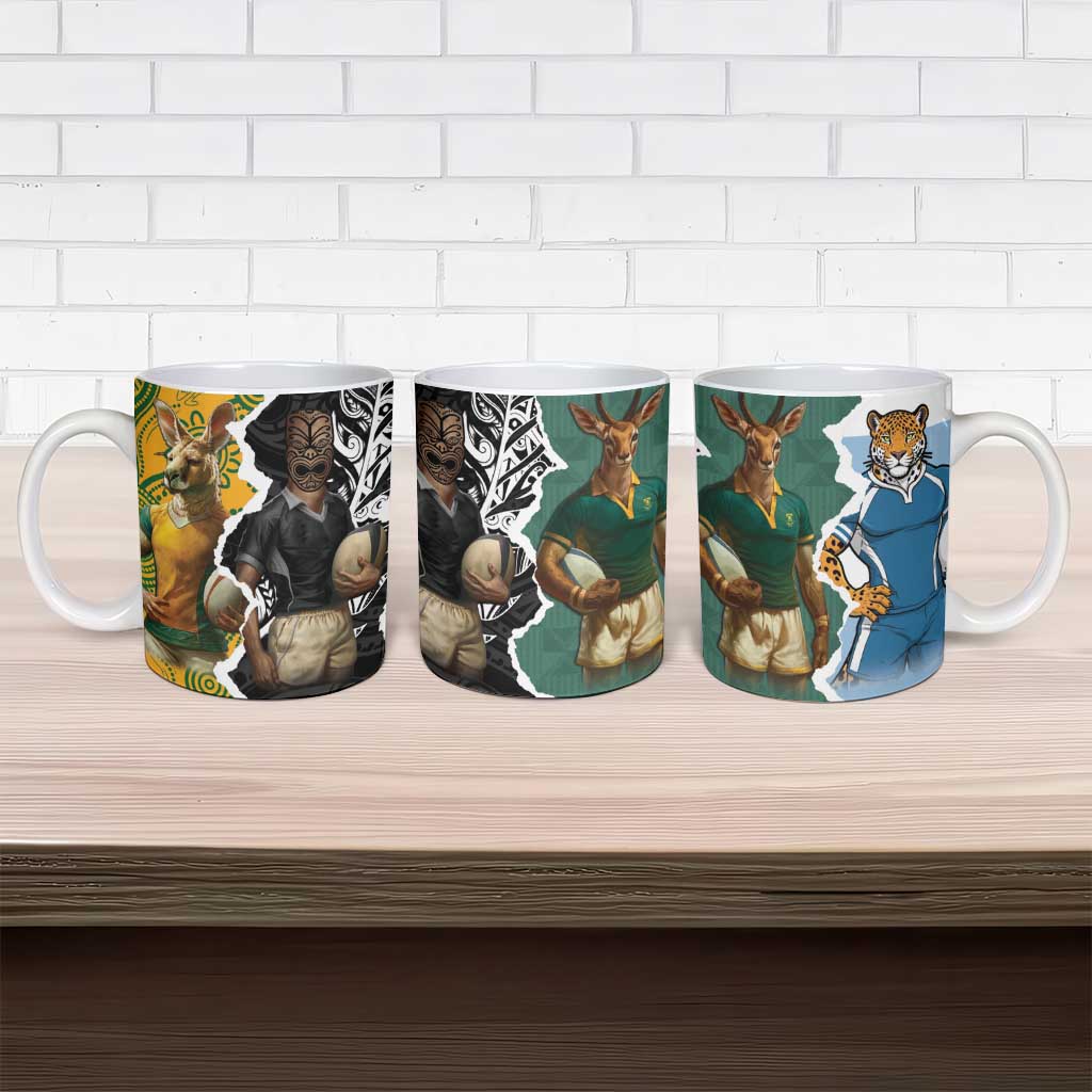 Rugby 2025 Championship Ceramic Mug Southern Hemisphere Countries Mascots - Wonder Print Shop