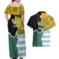 Personalised Rugby 2025 Championship Couples Matching Off Shoulder Maxi Dress and Hawaiian Shirt Southern Hemisphere Countries Mascots - Wonder Print Shop