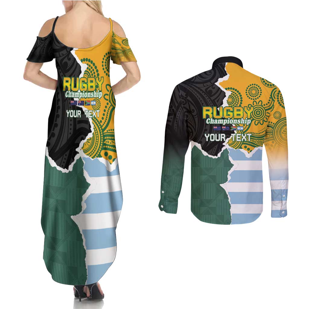 Personalised Rugby 2025 Championship Couples Matching Summer Maxi Dress and Long Sleeve Button Shirt Southern Hemisphere Countries Mascots - Wonder Print Shop