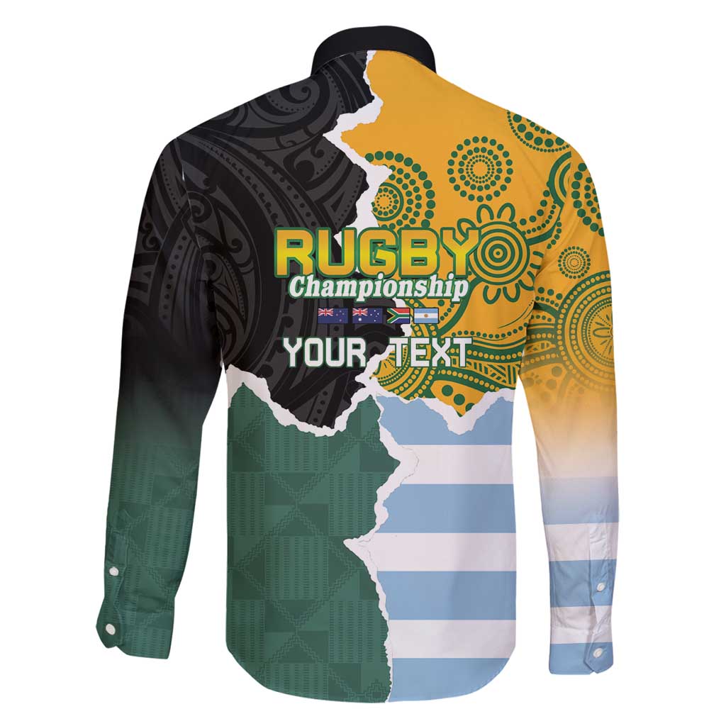 Personalised Rugby 2025 Championship Family Matching Long Sleeve Bodycon Dress and Hawaiian Shirt Southern Hemisphere Countries Mascots - Wonder Print Shop