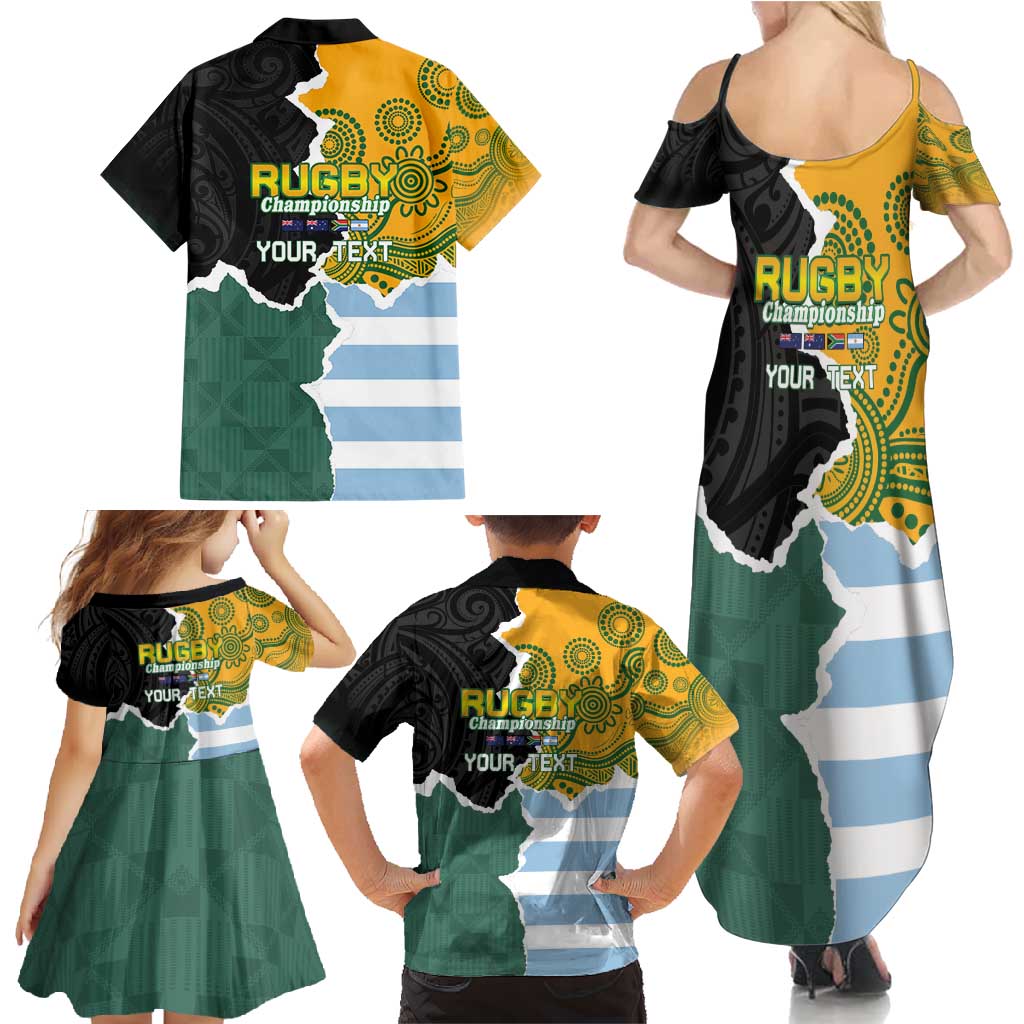 Personalised Rugby 2025 Championship Family Matching Summer Maxi Dress and Hawaiian Shirt Southern Hemisphere Countries Mascots - Wonder Print Shop