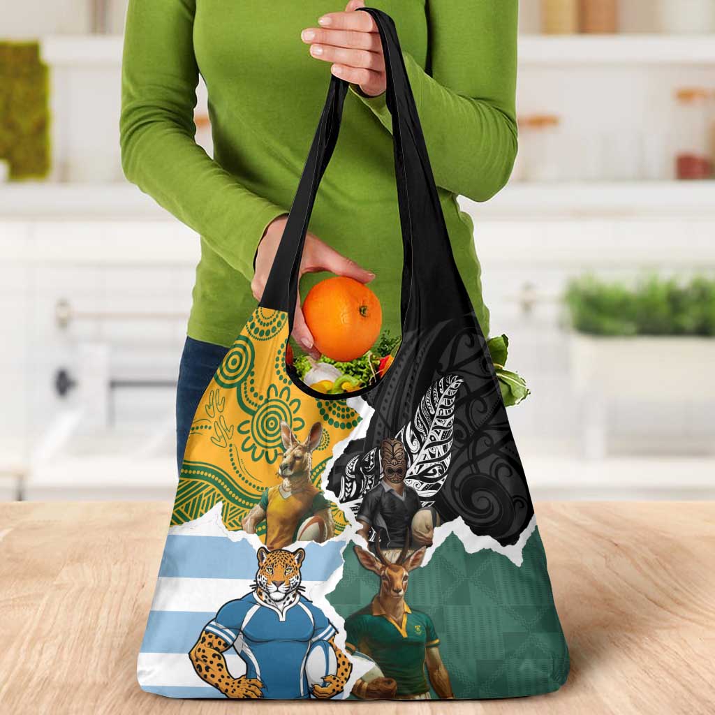 Rugby 2025 Championship Grocery Bag Southern Hemisphere Countries Mascots - Wonder Print Shop