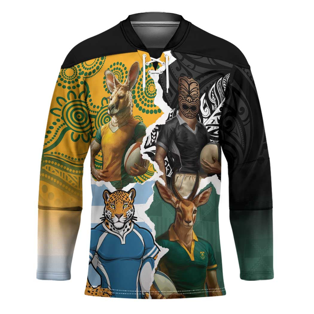 Personalised Rugby 2025 Championship Hockey Jersey Southern Hemisphere Countries Mascots - Wonder Print Shop