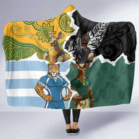 Rugby 2025 Championship Hooded Blanket Southern Hemisphere Countries Mascots - Wonder Print Shop