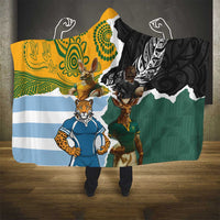 Rugby 2025 Championship Hooded Blanket Southern Hemisphere Countries Mascots - Wonder Print Shop