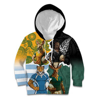 Personalised Rugby 2025 Championship Kid Hoodie Southern Hemisphere Countries Mascots - Wonder Print Shop