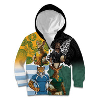 Personalised Rugby 2025 Championship Kid Hoodie Southern Hemisphere Countries Mascots - Wonder Print Shop