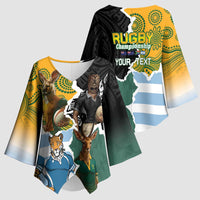 Personalised Rugby 2025 Championship Kimono Sleeve Blouse Southern Hemisphere Countries Mascots - Wonder Print Shop