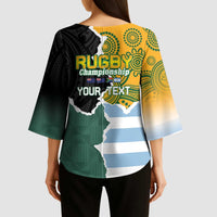 Personalised Rugby 2025 Championship Kimono Sleeve Blouse Southern Hemisphere Countries Mascots - Wonder Print Shop