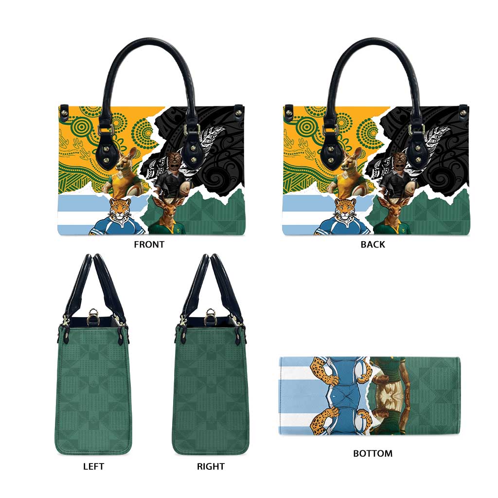 Rugby 2025 Championship Leather Bag Southern Hemisphere Countries Mascots - Wonder Print Shop