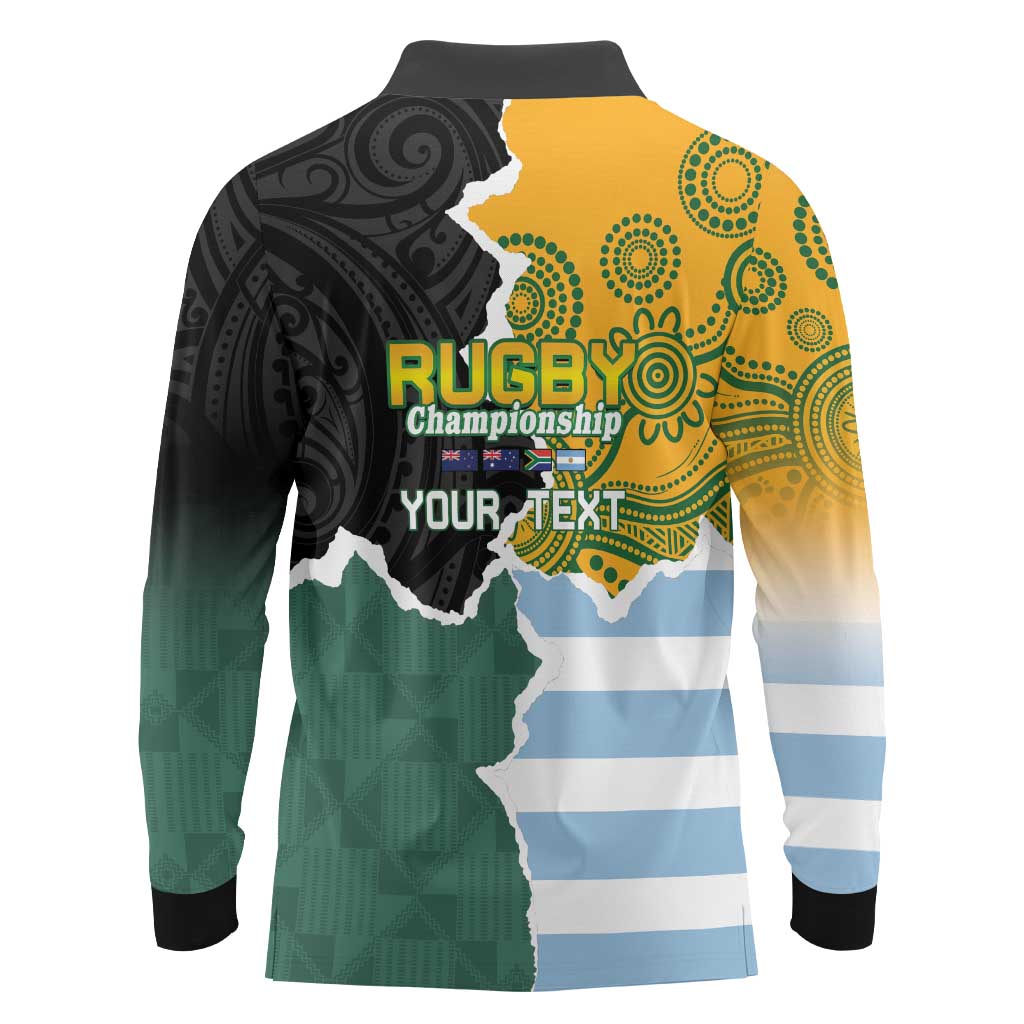 Personalised Rugby 2025 Championship Long Sleeve Polo Shirt Southern Hemisphere Countries Mascots - Wonder Print Shop