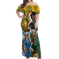 Personalised Rugby 2025 Championship Off Shoulder Maxi Dress Southern Hemisphere Countries Mascots - Wonder Print Shop