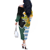 Personalised Rugby 2025 Championship Off The Shoulder Long Sleeve Dress Southern Hemisphere Countries Mascots - Wonder Print Shop