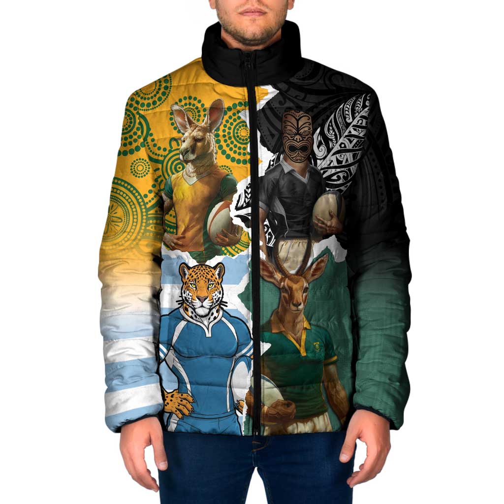 Personalised Rugby 2025 Championship Padded Jacket Southern Hemisphere Countries Mascots - Wonder Print Shop