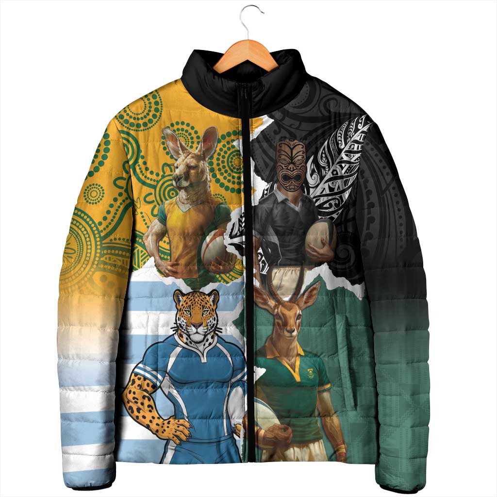 Personalised Rugby 2025 Championship Padded Jacket Southern Hemisphere Countries Mascots - Wonder Print Shop