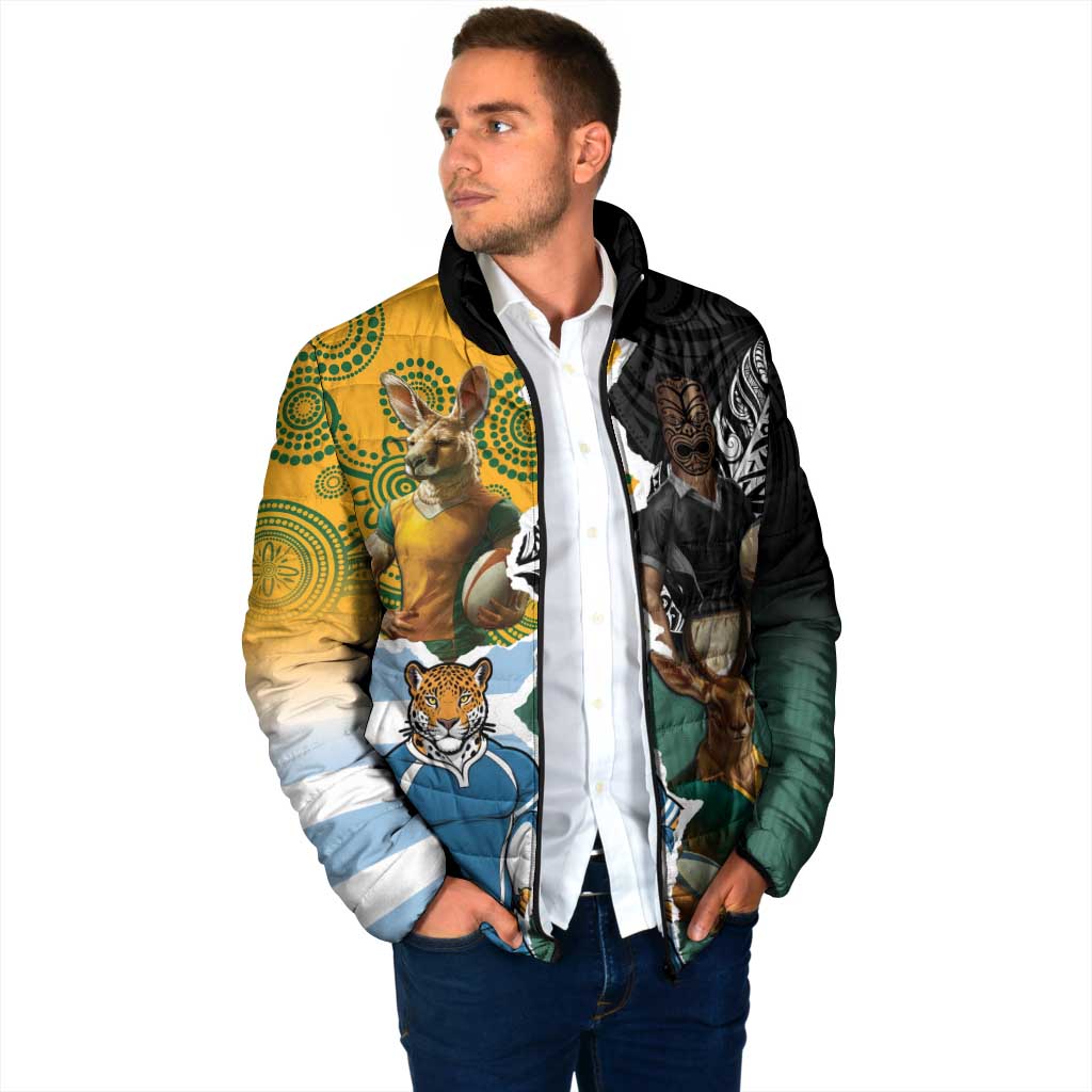 Personalised Rugby 2025 Championship Padded Jacket Southern Hemisphere Countries Mascots - Wonder Print Shop