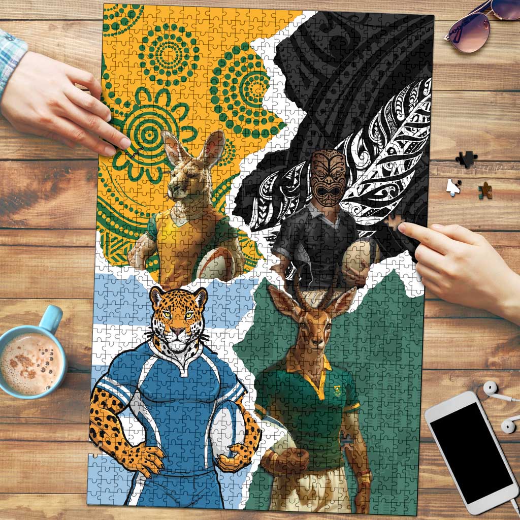 Rugby 2025 Championship Puzzle Southern Hemisphere Countries Mascots - Wonder Print Shop